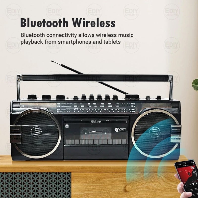 Retro Tape Bluetooth Radio Portable Radio Cassette Player Stereo Multi-Function Recorder - Image 4